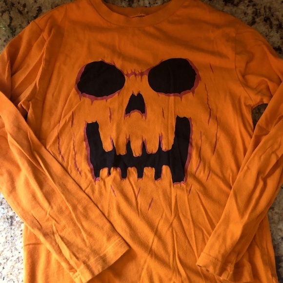 🇺🇸 🛍️  Angry Pumpkin L/S T-shirt, Orange, Kids size 7/8 - Picture 1 of 2